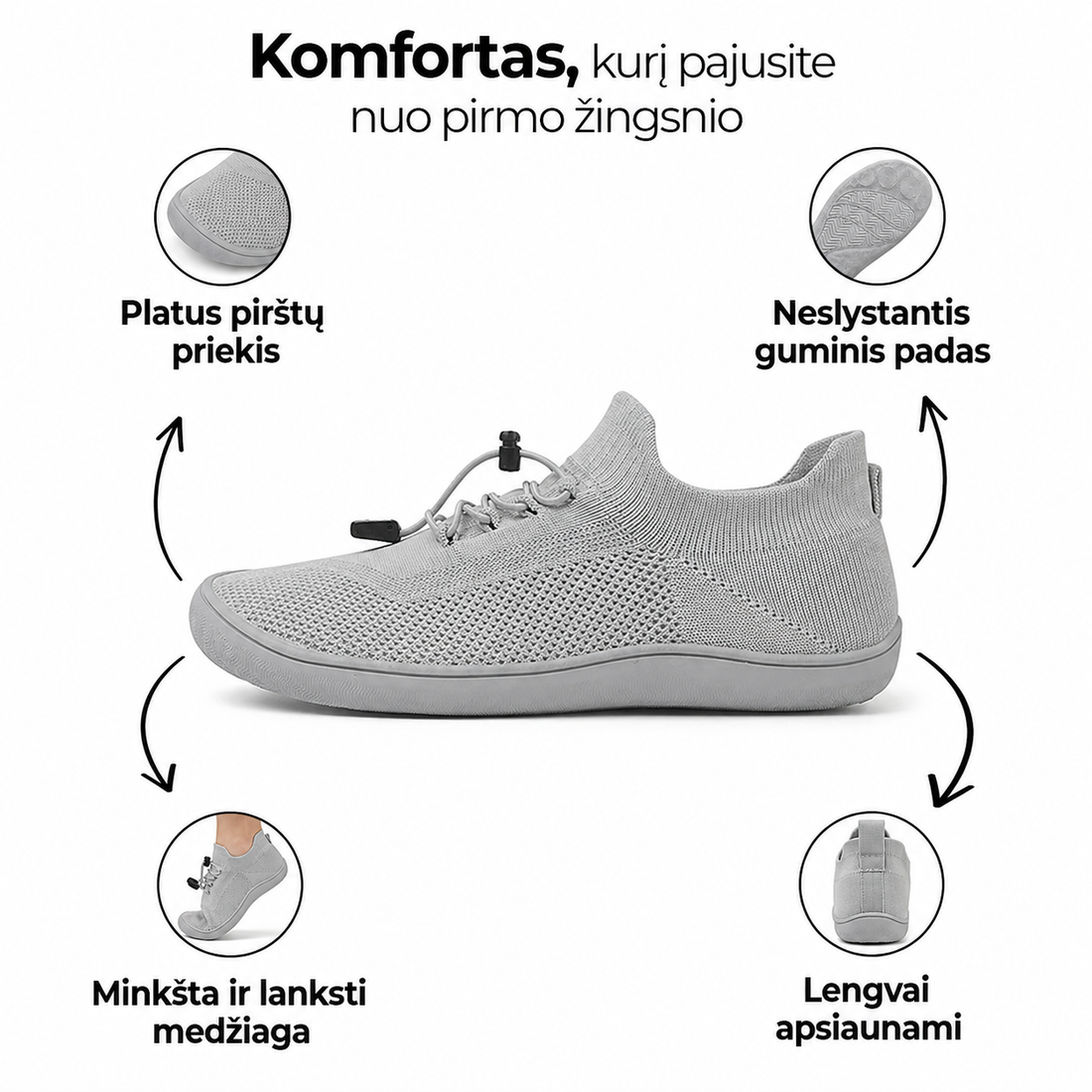 Orelo - kvėpuojantys lengvi barefoot batai