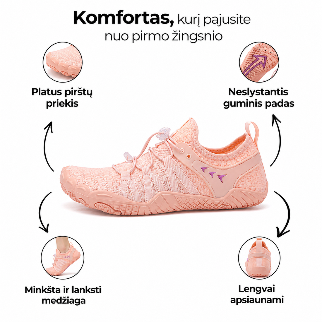 Louvre Grip - kvėpuojantys ir neslystantys barefoot batai