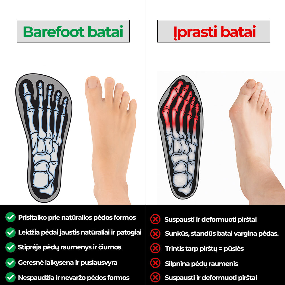 Auren Trail - barefoot batai žygiams – lengvi, šilti ir neslystantys (Unisex)